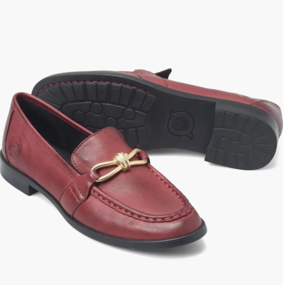 STYLISH BORN BURGUNDY LEATHER  BIT LOAFER